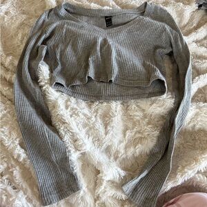 SHEIN Gray Ribbed Crop Top